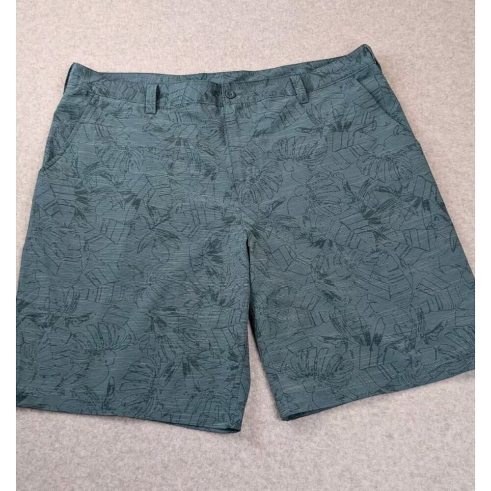 Champion Mens Shorts Green Size 38 Hawaiian Floral Print Lightweight Travel